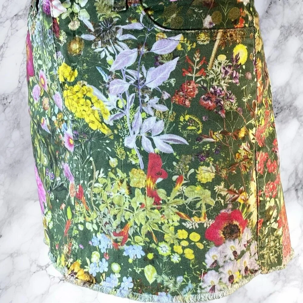 Carina Duek Endless Paradis Floral Print Denim Skirt